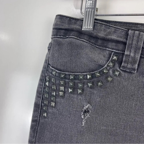 Harley Davidson Faded Black Studded Skinny Jeans Distressed Size 6 - Picture 6 of 10